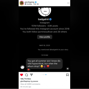 rihanna-dm’s-rapper-glorilla-on-instagram-asking-about-album-release:-are-they-really-cousins?