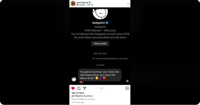 rihanna-dm’s-rapper-glorilla-on-instagram-asking-about-album-release:-are-they-really-cousins?